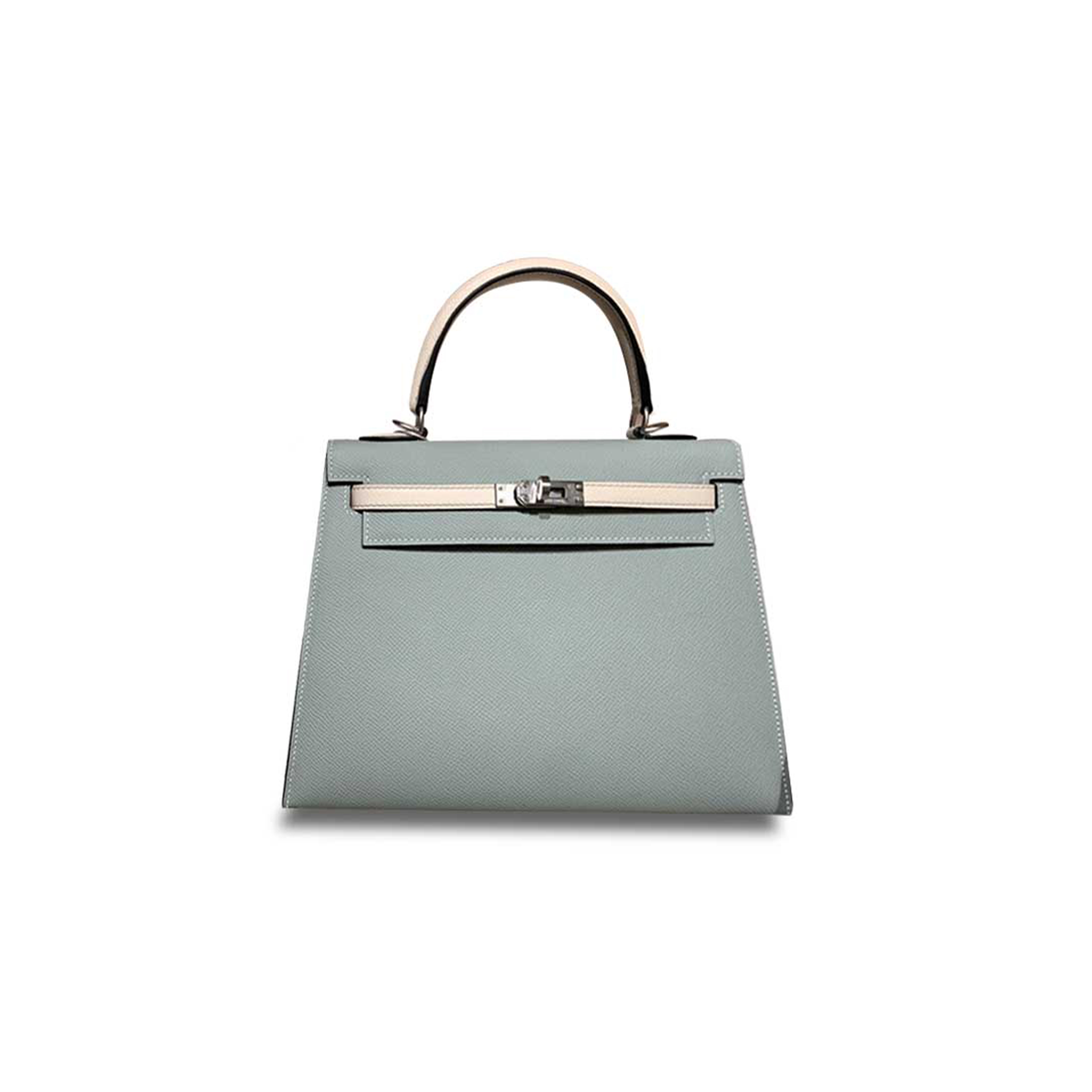 H**mes master kelly 25 epsom glacier blue milkshake platinum buckle (25*17*7cm)